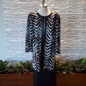 Misook, Knit Animal Print Long Jacket, Size M